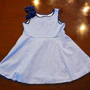 Janie and Jack 4t blue and white check dress with bow